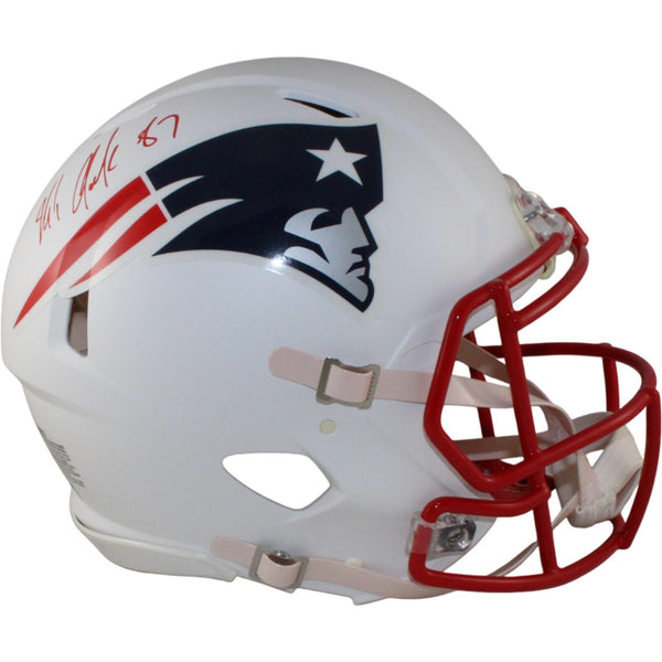 Rob Gronkowski Signed New England Patriots Pro Flat White Helmet Beckett 54598