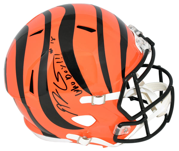AJ GREEN AUTOGRAPHED CINCINNATI BENGALS FULL SIZE SPEED HELMET W/ WHO DEY