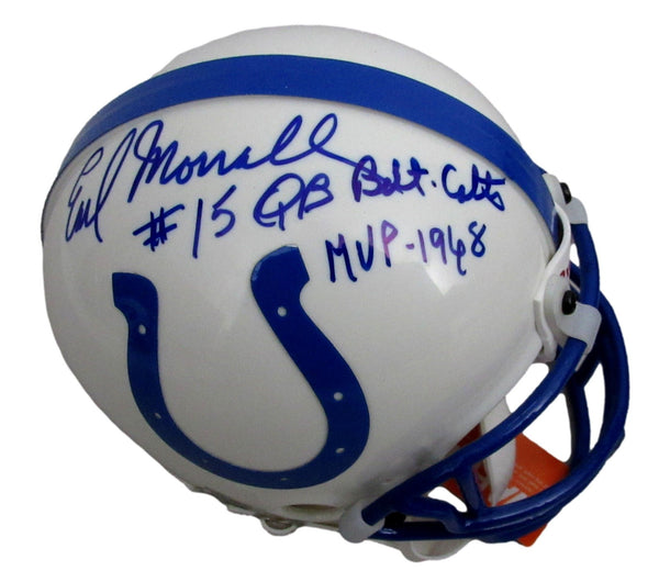 Earl Morrall Signed/Inscribed Baltimore Colts Mini Football Helmet JSA 213116