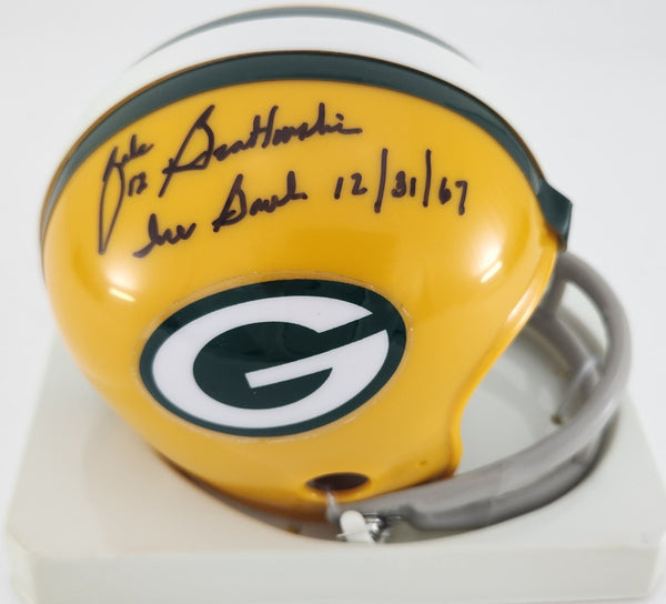 Packers ZEKE BRATKOWSKI Signed 2 BAR Mini Helmet AUTO w/ "Ice Bowl 12/31/67"