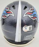 RYAN TANNEHILL AUTOGRAPHED TITANS BLUE SPEED MINI HELMET BECKETT QR 197223