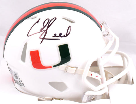 Ed Reed Autographed Miami Hurricanes Speed Mini Helmet- Beckett W Hologram