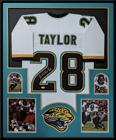 FRAMED JACKSONVILLE JAGUARS FRED TAYLOR AUTOGRAPHED SIGNED JERSEY JSA COA
