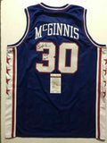 Autographed/Signed GEORGE MCGINNIS HOF 17 Philadelphia Blue Jersey JSA COA Auto