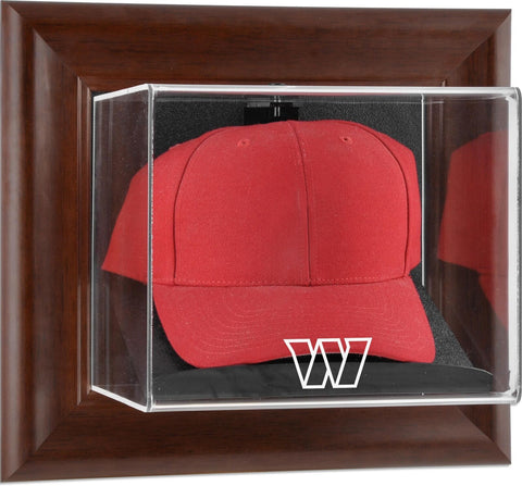 Washginton Commanders Brown Framed Wall-Mounted Logo Cap Display Case