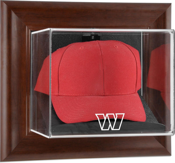 Washginton Commanders Brown Framed Wall-Mounted Logo Cap Display Case