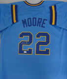 Brewers 82 AL Champ CHARLIE MOORE Signed Custom Replica Blue Jersey AUTO - JSA