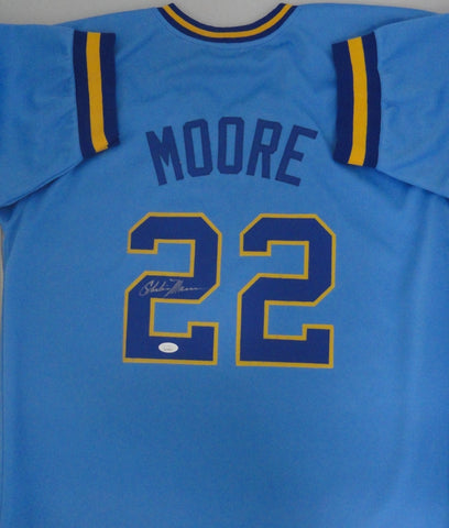 Brewers 82 AL Champ CHARLIE MOORE Signed Custom Replica Blue Jersey AUTO - JSA
