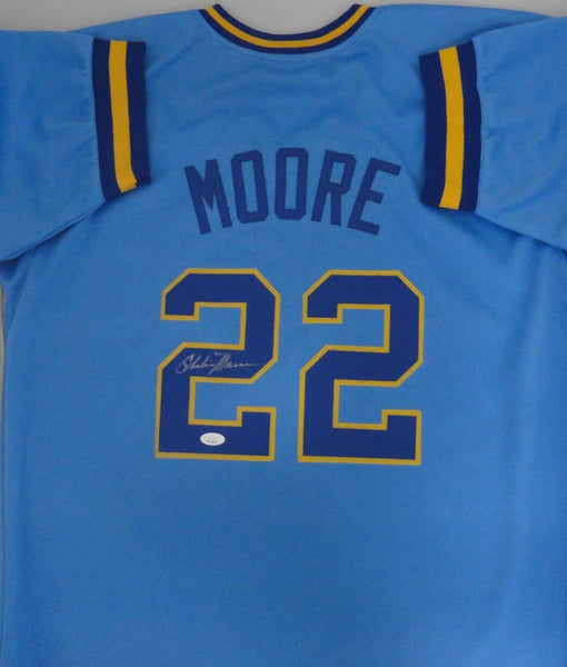 Brewers 82 AL Champ CHARLIE MOORE Signed Custom Replica Blue Jersey AUTO - JSA