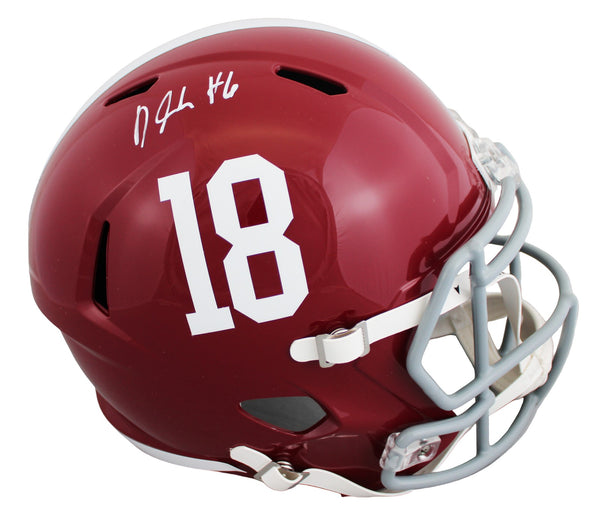 Alabama DeVonta Smith Authentic Signed Full Size Speed Rep Helmet BAS Witnessed