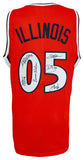 2005 Illinois Team Signed Orange Custom Basketball Jersey w/6 Sigs - (SS COA)