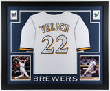 Christian Yelich Signed Milwaukee Brewers 35"x43" Framed Jersey /JSA 2018 NL MVP