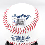 Cristian Javier Autographed Rawlings World Series OML Baseball - Beckett W Holo
