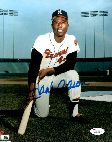 Milw Braves Henry HANK AARON Signed 8x10 Photo #3 AUTO HOF, MVP, WS CHMP - JSA