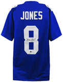 Daniel Jones Signed Blue Custom Football Jersey - (Beckett COA)