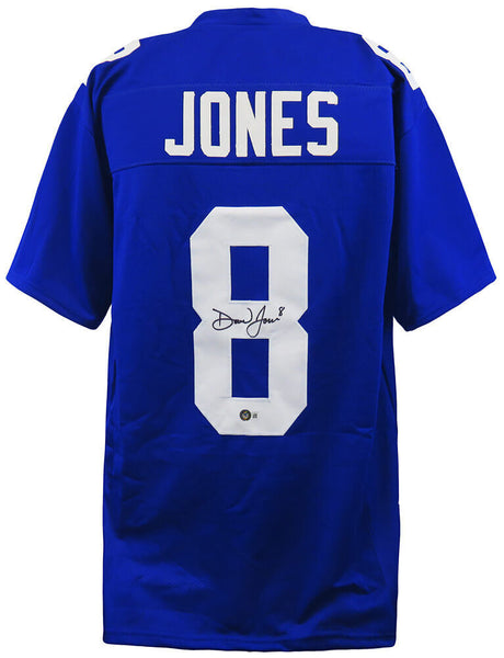 Daniel Jones Signed Blue Custom Football Jersey - (Beckett COA)
