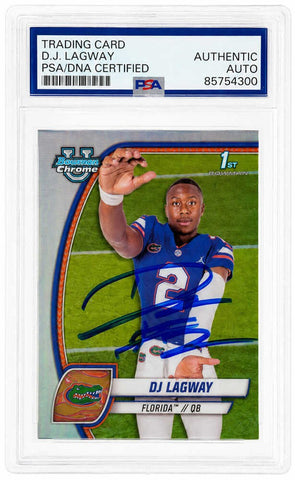 DJ Lagway Signed 2024 Bowman Chrome Refractor Football Trading Card #63 -PSA/DNA