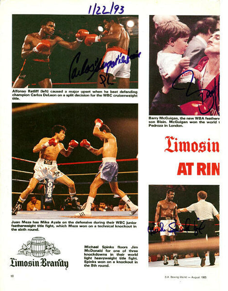 Spinks, DeLeon & McGuigan Authentic Autographed Signed Magazine Page PSA S48564
