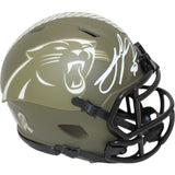 Julius Peppers Autographed Carolina Panthers 22 STS Mini Helmet Beckett 48133