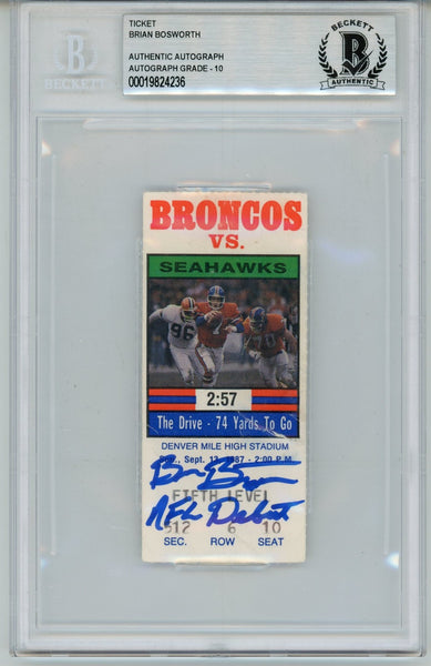 Brian Bosworth Signed Seattle Seahawks 9/13/87 NFL Debut Ticket Beckett 57045