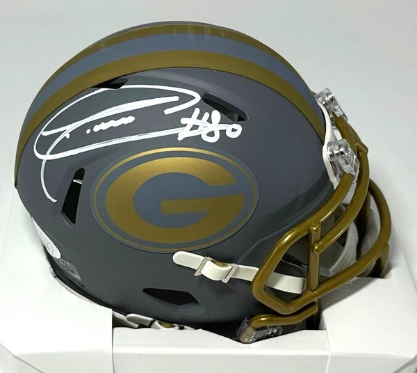 Packers DONALD DRIVER #80 Signed Riddell 2024 SLATE Speed Mini Helmet AUTO - JSA
