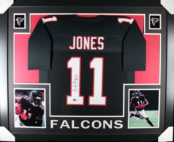 JULIO JONES (Falcons black SKYLINE) Signed Autograph Framed Jersey Beckett