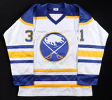 Grant Fuhr Signed Buffalo Sabres Home Jersey (Beckett) 5xStanley Cup Champion