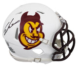 Arizona State Sam Leavitt Signed White Speed Mini Helmet W/ Case BAS Witnessed