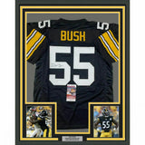 FRAMED Autographed/Signed DEVIN BUSH 33x42 Pittsburgh Retro Black Jersey JSA COA