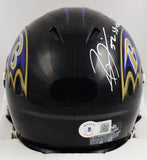 Ray Lewis Autographed Ravens Speed Mini Helmet w/SB MVP-Beckett W Holo *White