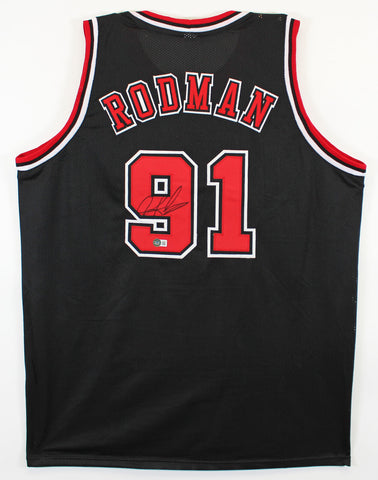 Dennis Rodman Authentic Signed Black Pro Style Jersey Autographed BAS Witnessed
