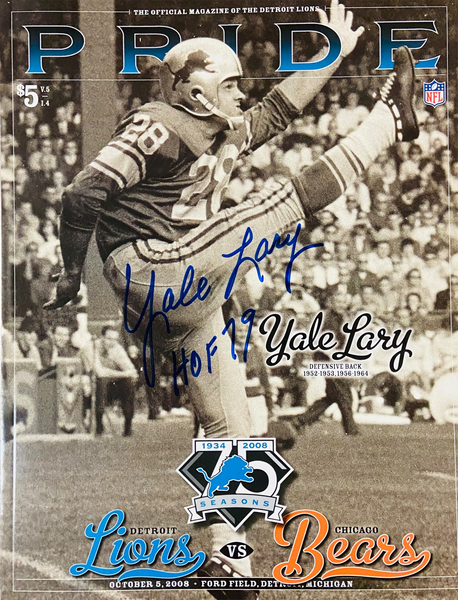 Yale Lary Autographed Detroit Lions 2008 Pride Magazine HOF Beckett 38090