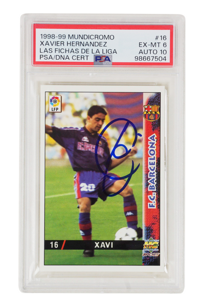 Xavi 1998-99 Mundicromo Las Fichas De La Liga Rookie Card - PSA 6 Autograph 10
