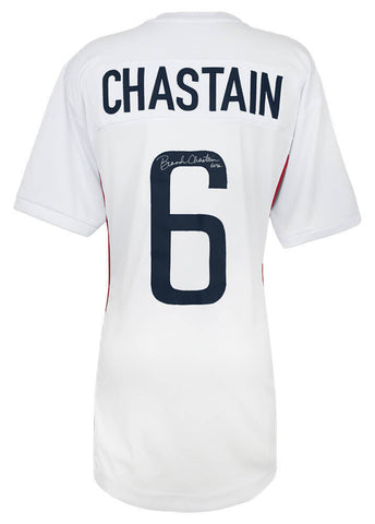 Brandi Chastain Signed White Custom Soccer Jersey - (SCHWARTZ COA)