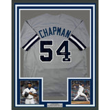 Framed Autographed/Signed Aroldis Chapman 35x39 New York Grey Jersey COA