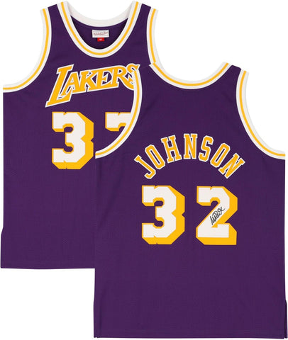 Magic Johnson Lakers Signed Purple Mitchell & Ness Authentic Jersey