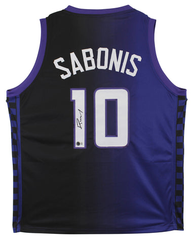Domantas Sabonis Signed Purple & Black Two Tone Pro Style Jersey BAS Witnessed