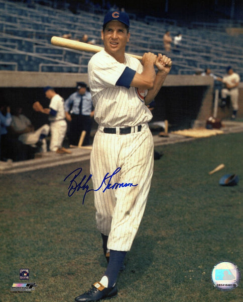 Bobby Thomson Signed Chicago Cubs Swinging Pose 8x10 Photo - (SCHWARTZ COA)