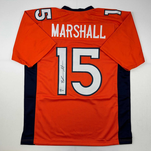 Autographed/Signed Brandon Marshall Denver Orange Football Jersey Beckett COA