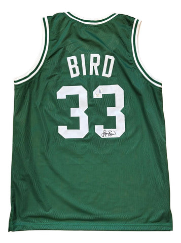 Larry Bird Boston Signed Green Basketball Jersey Bird+PSA/DNA