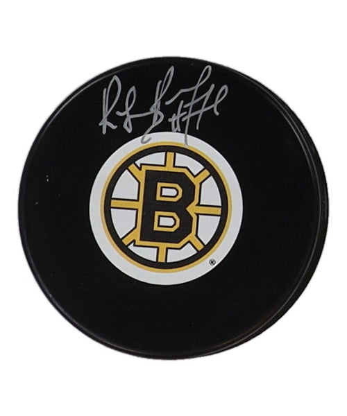 Ray Bourque Signed Boston Bruins Logo Puck (Cojo COA) 2001 Stanley Cup Champ