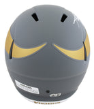 Vikings Adrian Peterson Signed Slate Full Size Speed Rep Helmet W/ Case BAS Wit