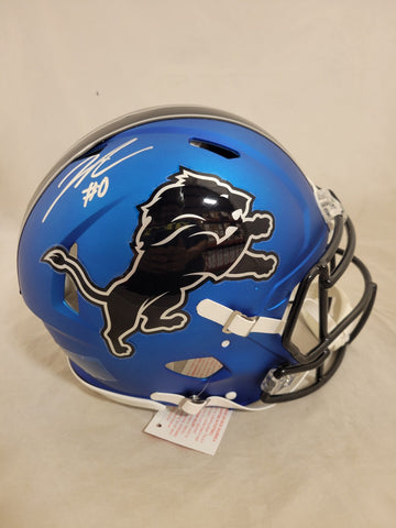 JAHMYR GIBBS SIGNED DETROIT LIONS 2024 ALT SPEED AUTHENTIC HELMET FANATICS QR