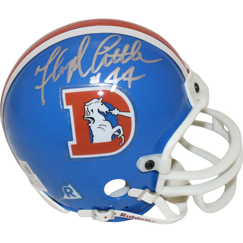 Floyd Little Autographed Denver Broncos VSR4 Replica Mini Helmet BAS 44123