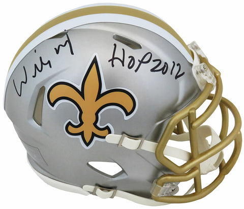 Willie Roaf Signed Saints FLASH Riddell Speed Mini Helmet w/HOF 2012 - (SS COA)