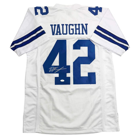 Autographed/Signed Deuce Vaughn Dallas White Football Jersey JSA COA
