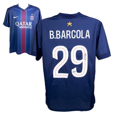 Bradley Barcola Signed PSG Home Soccer Jersey #29 with Beckett Witness