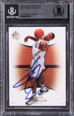 Hornets Tyson Chandler Authentic Signed 2007 SP Authentic #43 Card BAS Slabbed