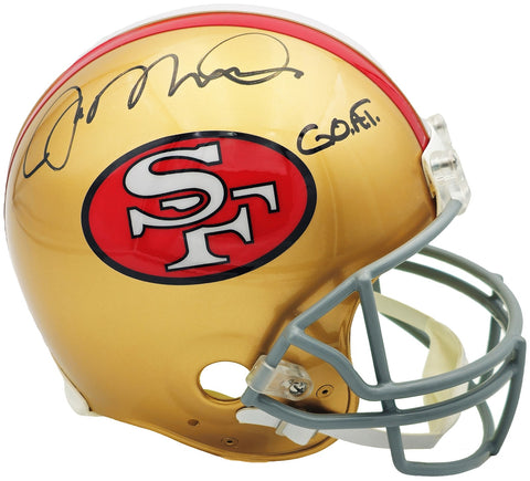 Joe Montana Auto 49ers Gold Full Size Speed Authentic Helmet "G.O.A.T." Beckett