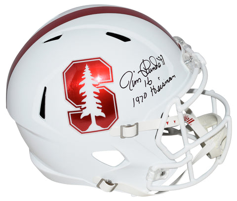 JIM PLUNKETT SIGNED STANFORD CARDINAL FULL SIZE SPEED HELMET W/ 1970 HEISMAN